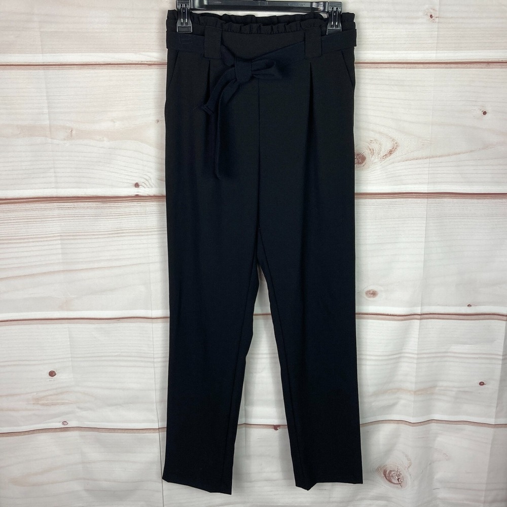Joe B Pants Womens‎ Small Black Pleated Tapered Belted Black High Rise Pull On
